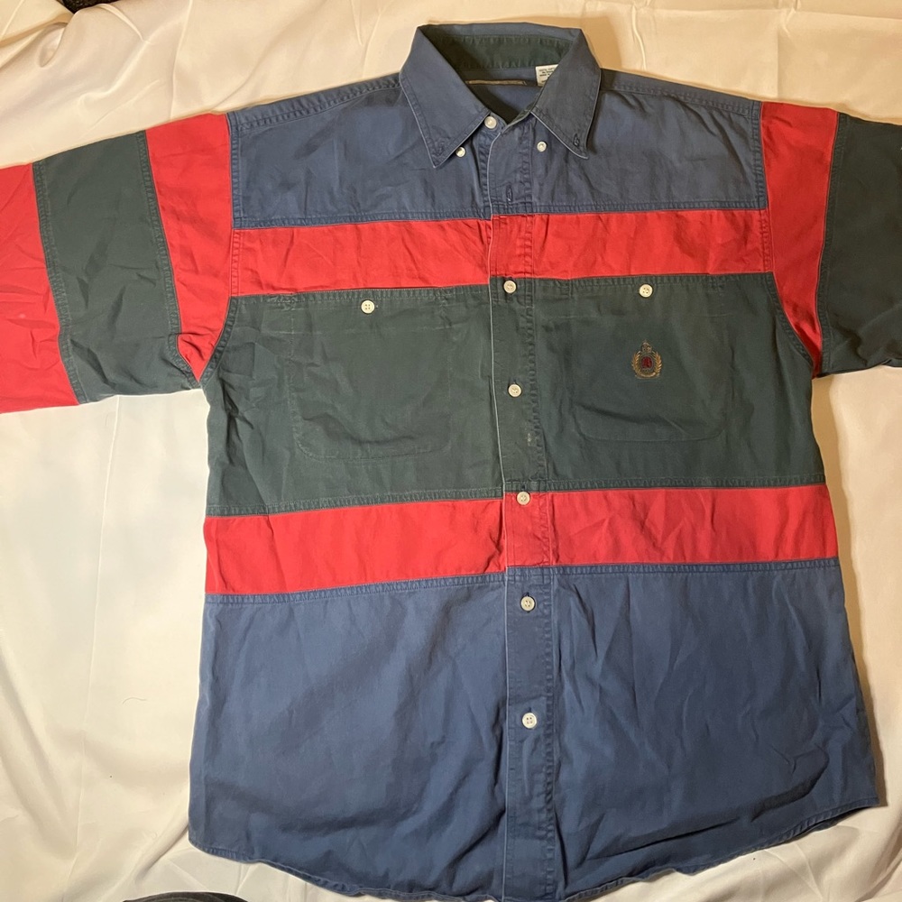 Bugle Boy Company Vintage Button Up Short Sleeve Shirt Size Medium 100% Cotton